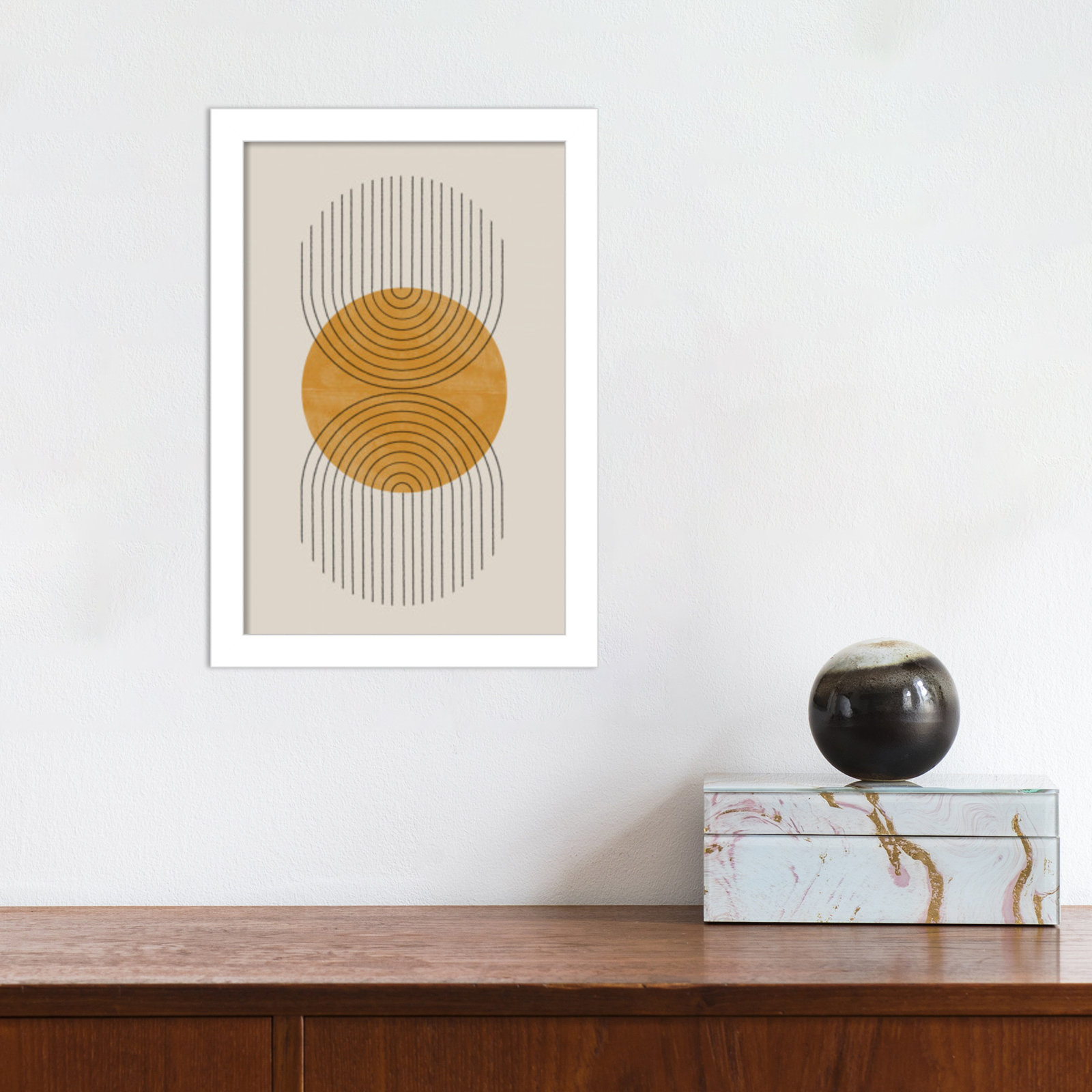 Perfect Point Yellow by The MIUUS STUDIO, 13" H x 9" W x 1" D, White Framed