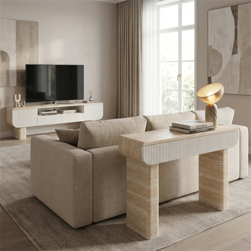 Table d'entrée moderne 47,2 "avec deux tiroirs cachés