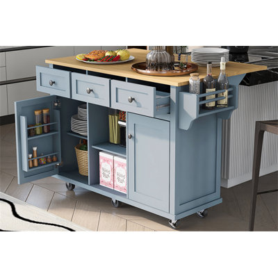 Îlot de cuisine avec plateau en bois massif Calice