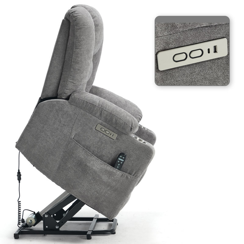 Fauteuil inclinable électrique Power Chenille, Gris clair