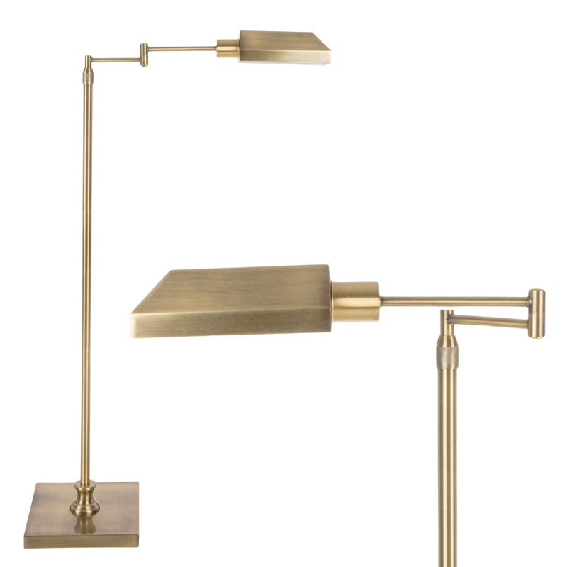Adjustable Swing Arm Pharmacy Floor Lamp, Gold