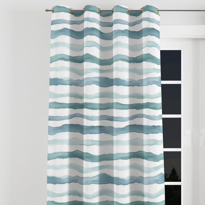 Rideaux occultant Modern - rideaux à œillets rayés vert et blanc River, L 52 po x L 95 po, Œillets dorés