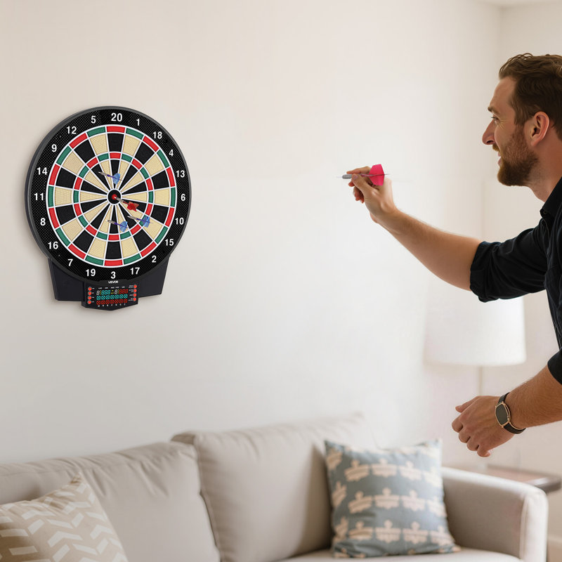 Jeu de fléchettes électronique, cible de 15,5 po avec 43 jeux et plus de 320 variations pour jusqu'à 8 joueurs, 6 fléchettes avec volées et 50 pointes douces, écran de pointage ACL couleur pour la salle de jeux