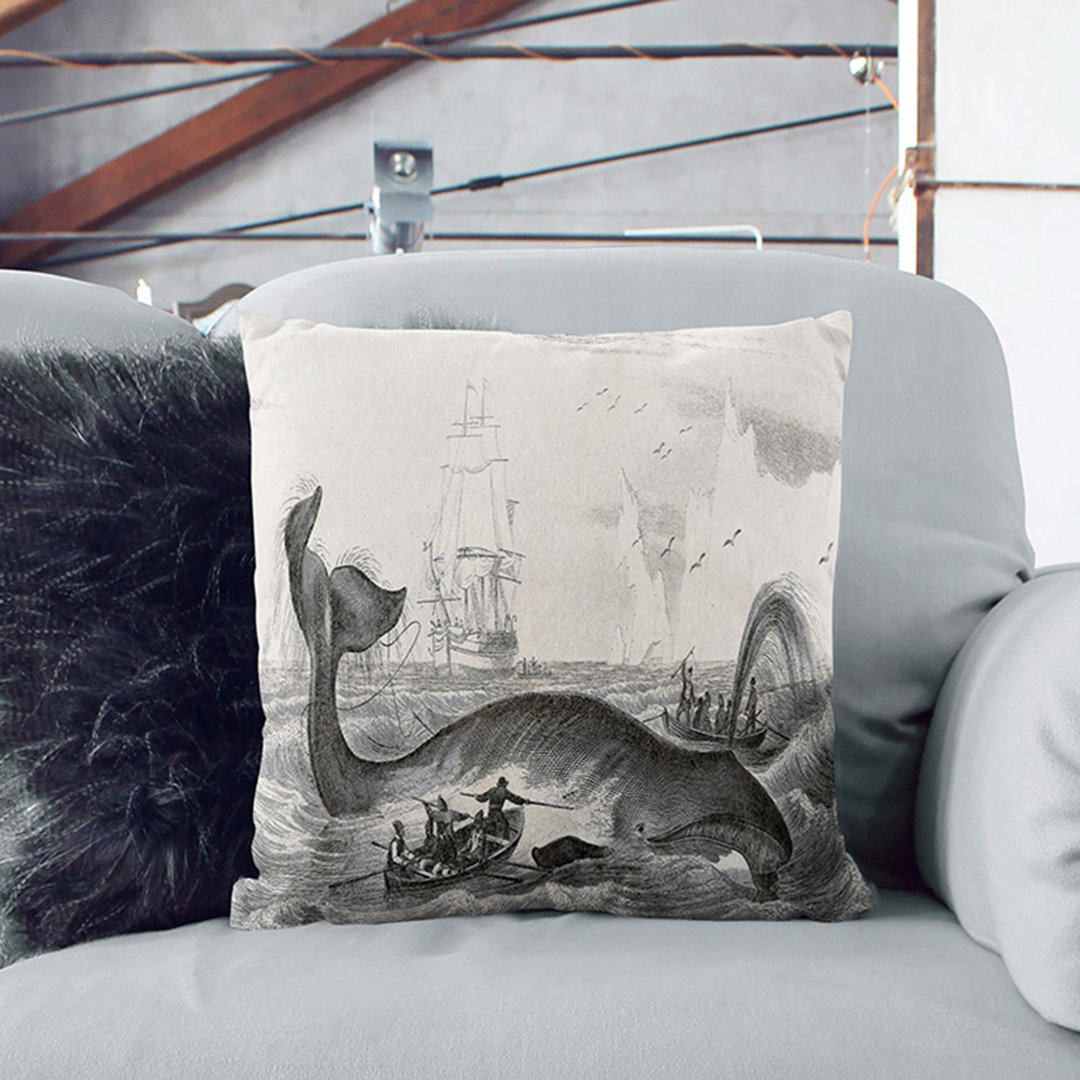 Hunting a Bowhead Whale by Charles D' Orbigny Cushion with Filling
