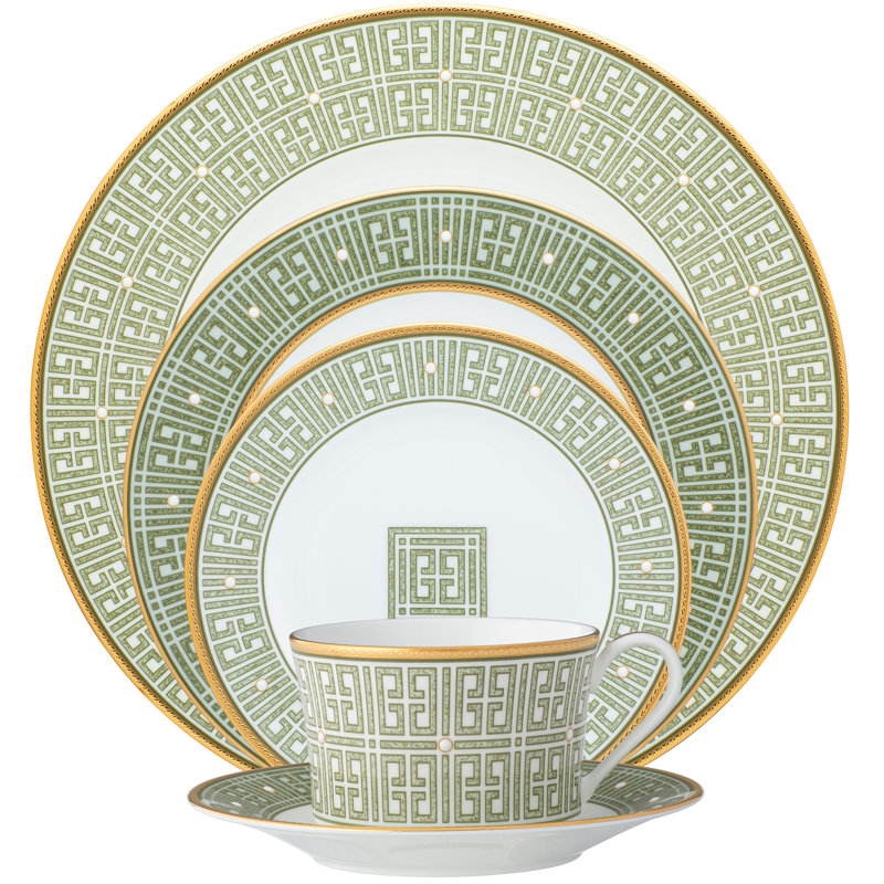 Couvert individuel 5 pièces Noritake Infinity, Vert / doré