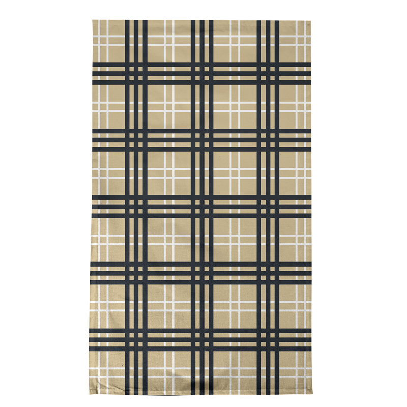 Plaid Tea Towel Kitchen Towel, Cotton Blend, Beige/Black/White