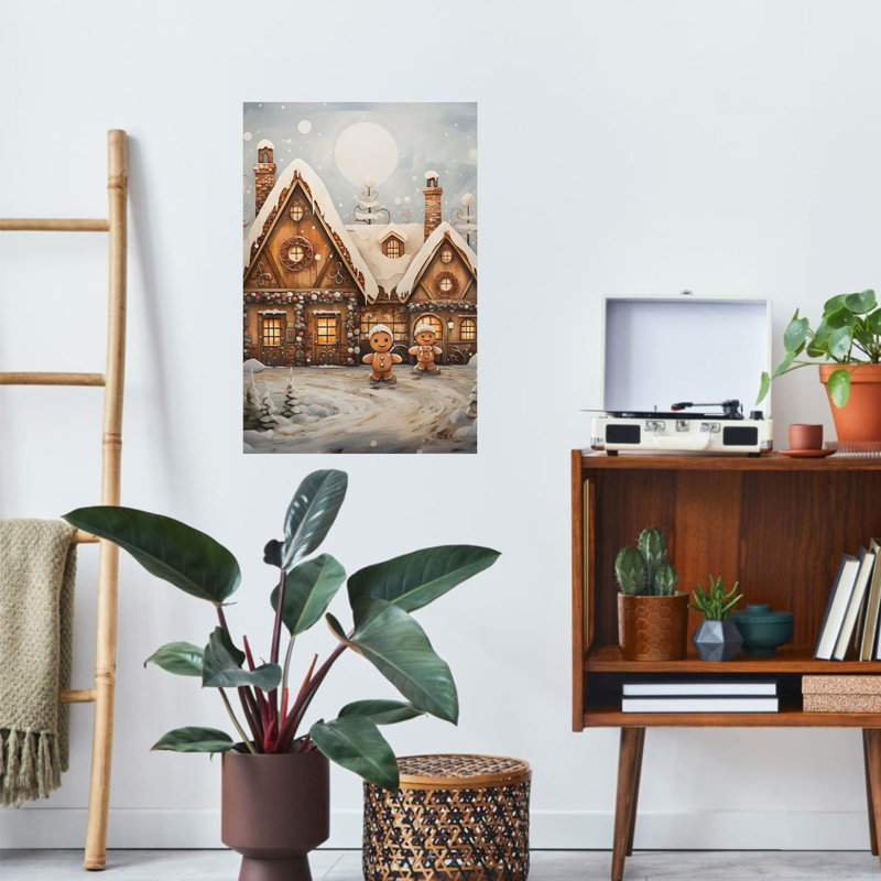 Art mural en toile de Noël pain d'épice sans cadre 24 po x 36 po