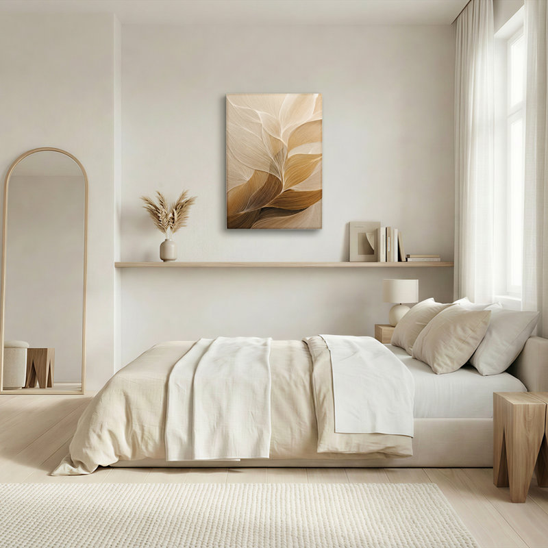 Ensemble de 1 tableau sur toile à motif de plumes, 48"H x 36"W, Toile tendue