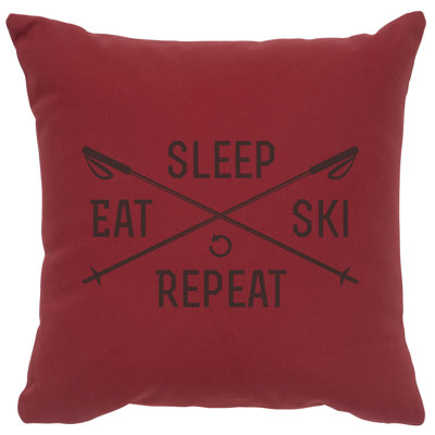 Wooded River Image Pillow - Sleep, Eat, Ski - Cotton Brick