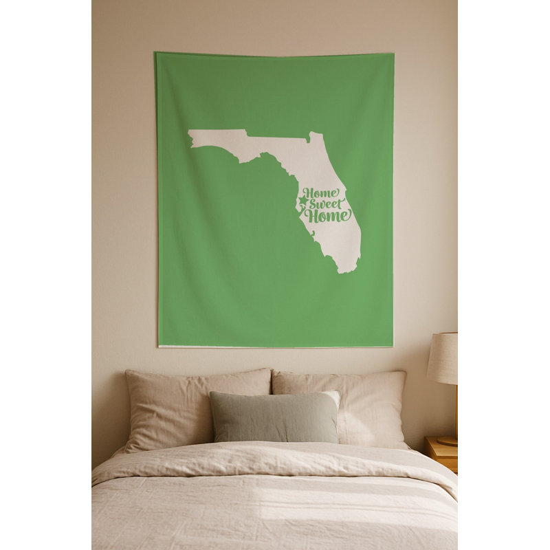 Douce maison Palm Beach — Silhouette de l'État de Floride — Tapisserie murale intérieure (portrait), 104" H x 88" W