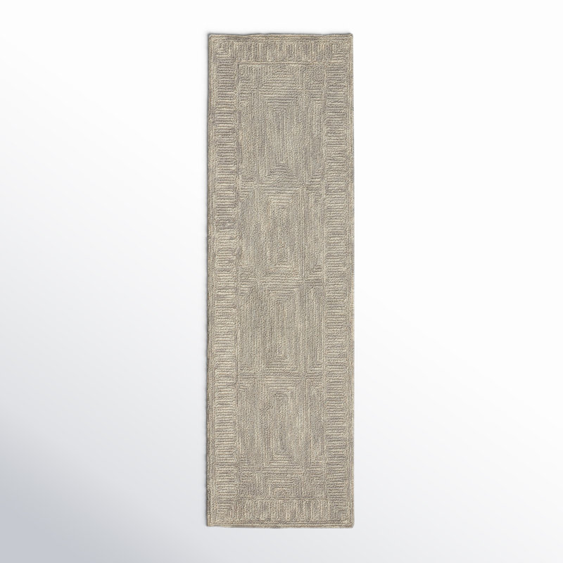 Handmade Tufted Wool Gray Area Rug, Runner 2'3" x 7'6"