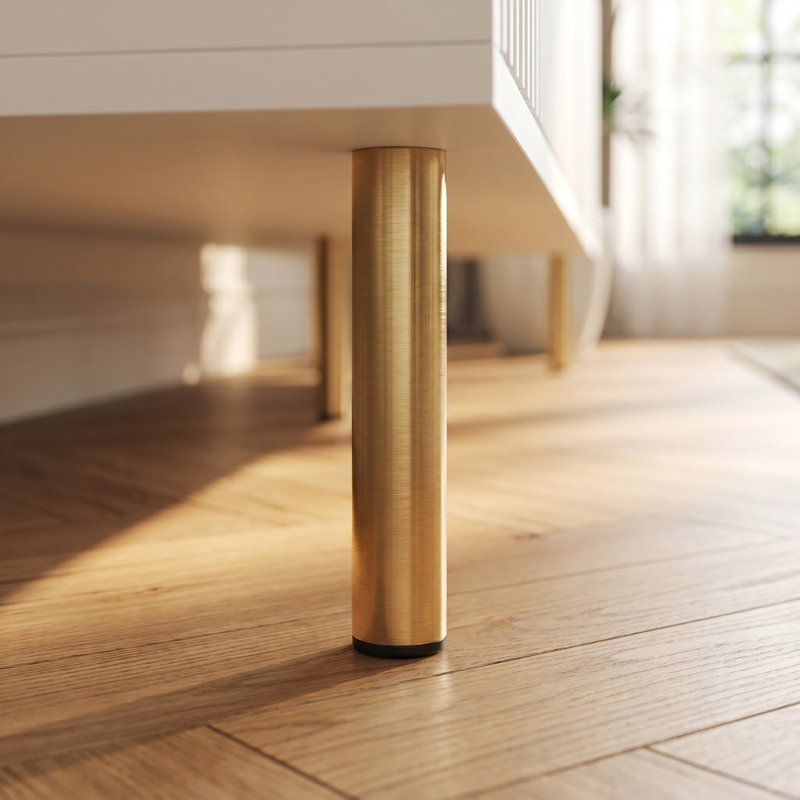 Meuble télé moderne cannelé Viremont 68,9 po pour téléviseurs de plus de 55 pouces | Meuble multimédia en bois avec 4 portes de rangement et pieds dorés | Console multimédia idéale pour le salon, l'appartement ou le bureau