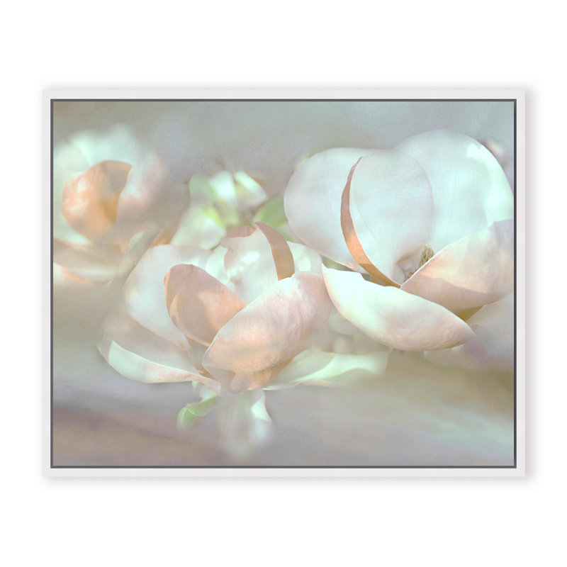 Nature Inspired Magnolia Dreams, 24" H x 30" W x 1.125" D, Framed Matted Print, White