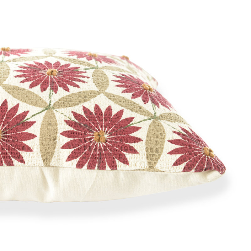 Coussin 100% coton, IVOIRE / VIN, polyester