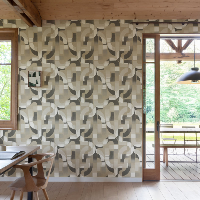 Karuna Collection Geometric Swirl Wallpaper Roll, Grey