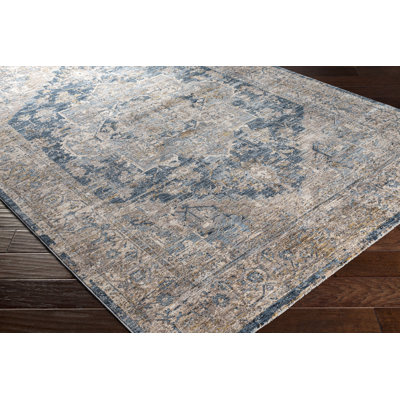 Tapis oriental bleu / beige tissé à la main Allie