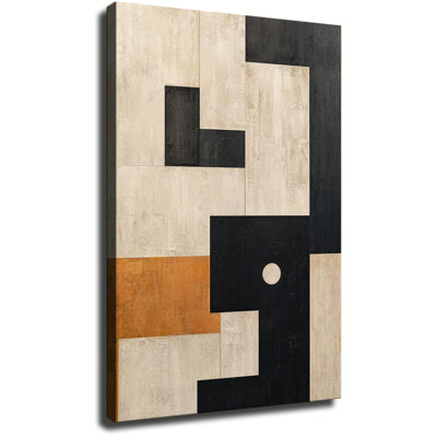 Abstrait géométrique carré carré terre cuite seul cercle patiné impression sur toile Art mural plat moderne neutre minimaliste salon peinture décorative