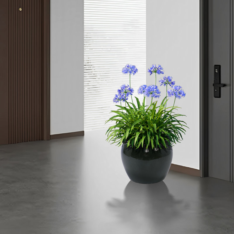 Ceramic Flowerpot, Antique Blue Green