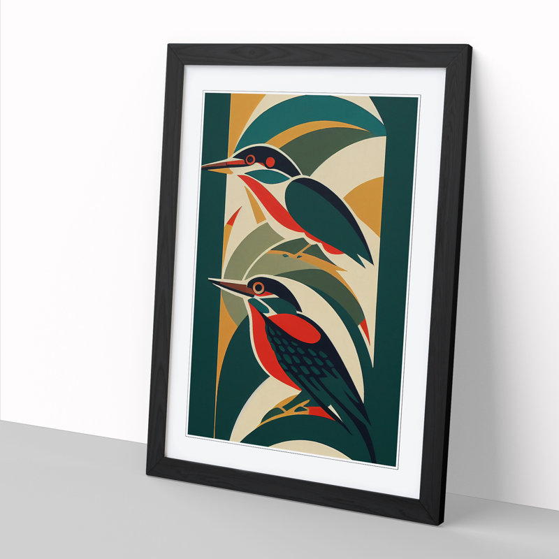 Maisonneuve Kingfisher Art Deco Vol.3 - Picture Frame Print, Black, 46cm H x 2cm W
