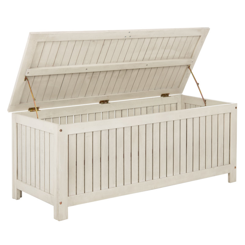 Safavieh Abri 47.6'' W Water Resistant Solid Wood Eucalyptus Deck Box, White