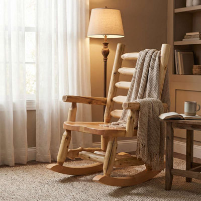Fireside Lodge Cedar Log Rocking Chair with Log Backrest - Natural - Wood seat