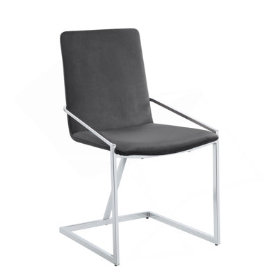 Zlatan Gray Velvet & Chrome Finish Side Chair (Set Of 2)