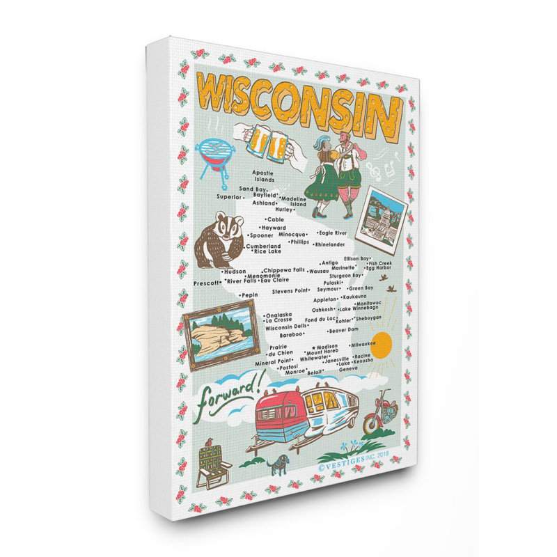" Wisconsin " by Vestiges, 30" H x 24" W, Wrapped Canvas