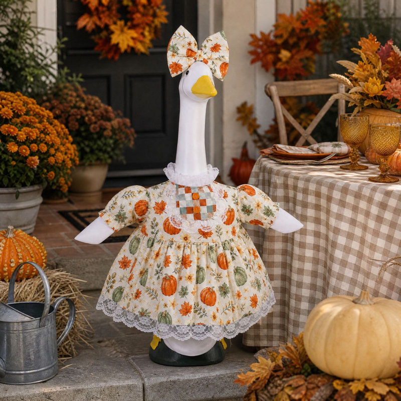 Décoration d'automne pour l'Action de grâce : tenue d'oie adaptée aux statues en ciment de 58 cm (23 pouces). Costumes de décoration extérieure de Thanksgiving. Oies non incluses.