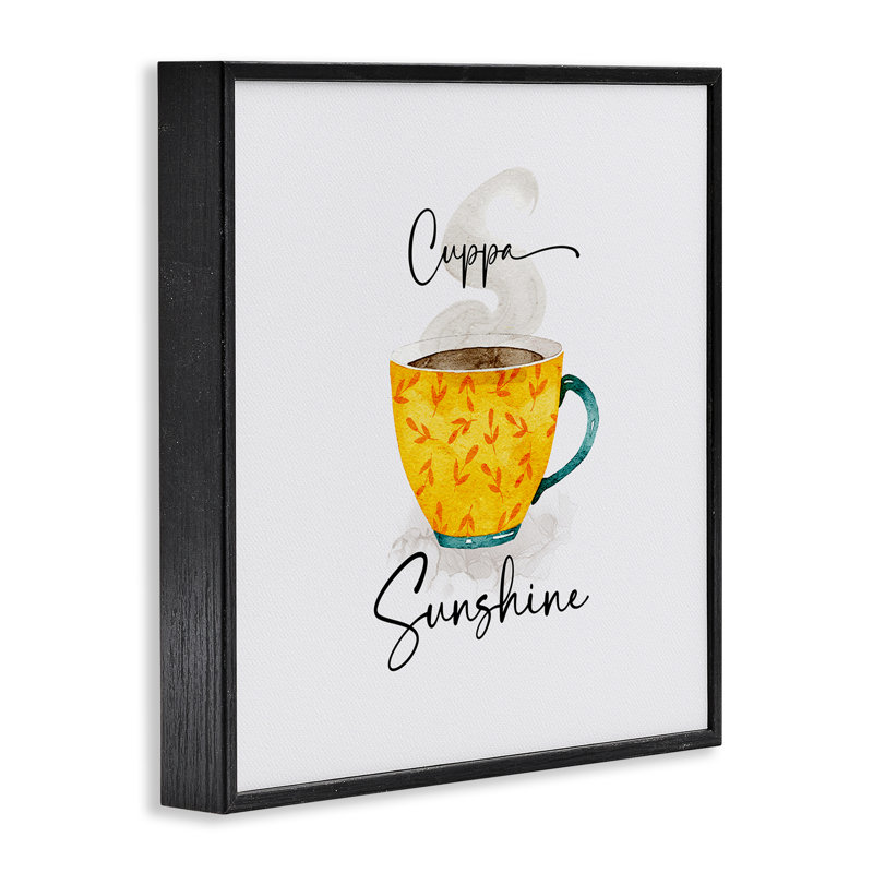 «Delightful Cuppa Sunshine», estampe numérique encadrée, design par Joy Hall, Giclée encadrée noir minuit, H 12 po x l 12 po