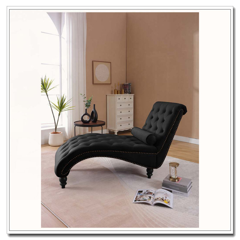 Fauteuil inclinable en velours capitonné, Noir