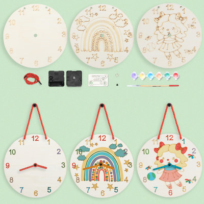 Ensemble de peinture d'horloge murale en bois pour enfants