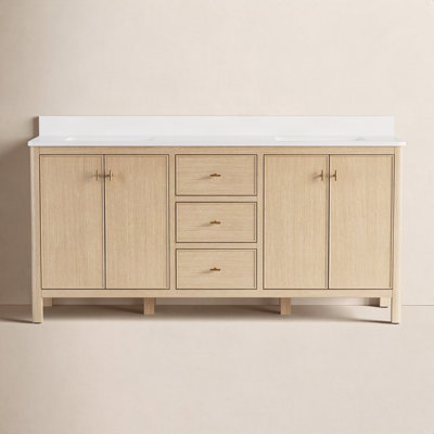Kingsley 72" Oak Double Bathroom Vanity