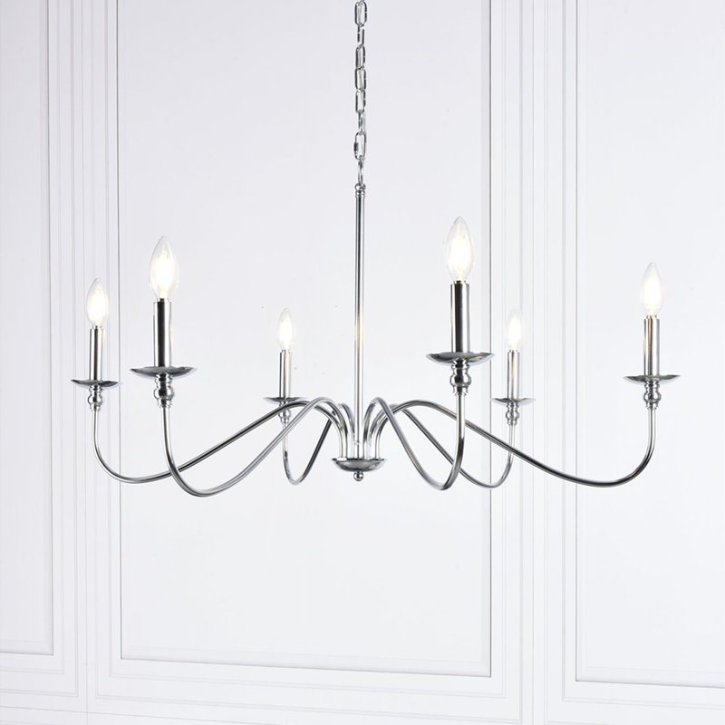 Ableton Iron 6-Light Chandelier, Polished Nickel, 22" H x 42" W x 42" D