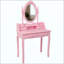 Ensemble de bureau de coiffeuse Princess avec miroir et tabouret rembourré, coiffeuse en bois à 4 tiroirs, coiffeuse-99285118