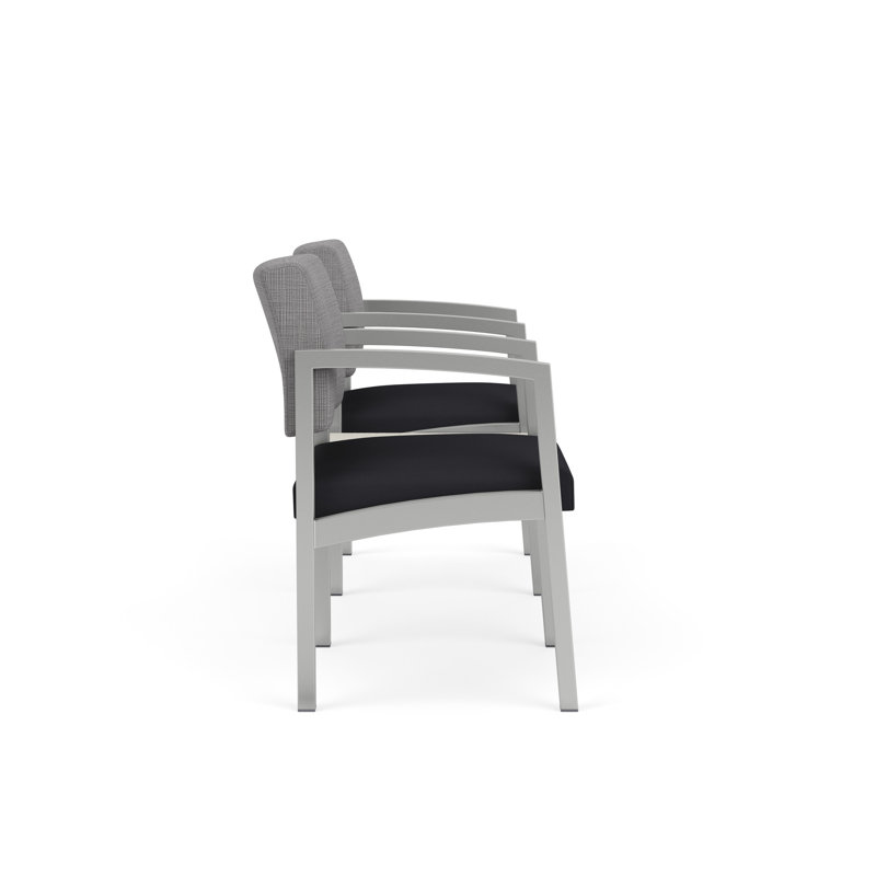 Structure en tandem 2 places avec table centrale Lenox, Argent, Sergé blanc, Chambray Grey/Patriot Plus Black