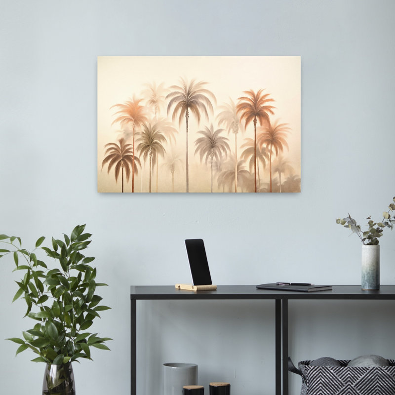 Art contemporain, palmier abstrait, art côtier, H 16 po x l 24 po