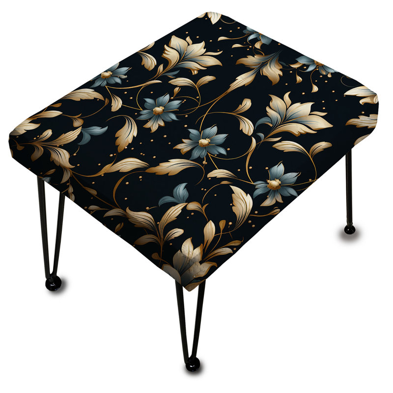 Repose-pieds rectangulaire bleu et doré I