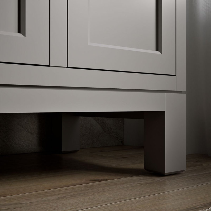 Quo 49'' Wall Mounted Single Bathroom Vanity with Solid Wood Top, Mohair Gray