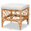 Repose-pieds Rivelle en tissu d'ameublement blanc et rotin brun H 18,11 po x l 18,32 po x P 18,32 po Rivelle
