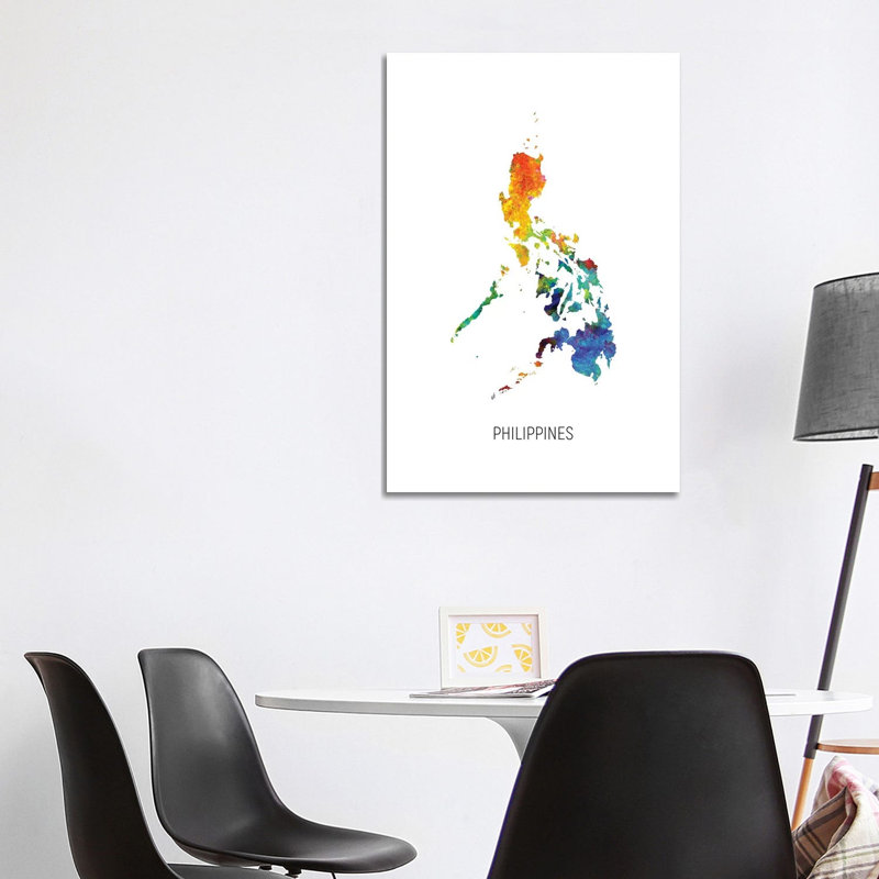 Philippines Map by Michael Tompsett - Print on Canvas, 101.6cm H x 66.04cm W x 3.81cm D, Wrapped Canvas