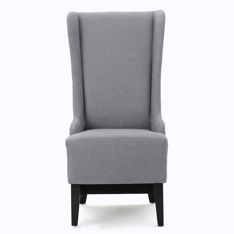 High Back Accent Chair, Light Gray Fabric