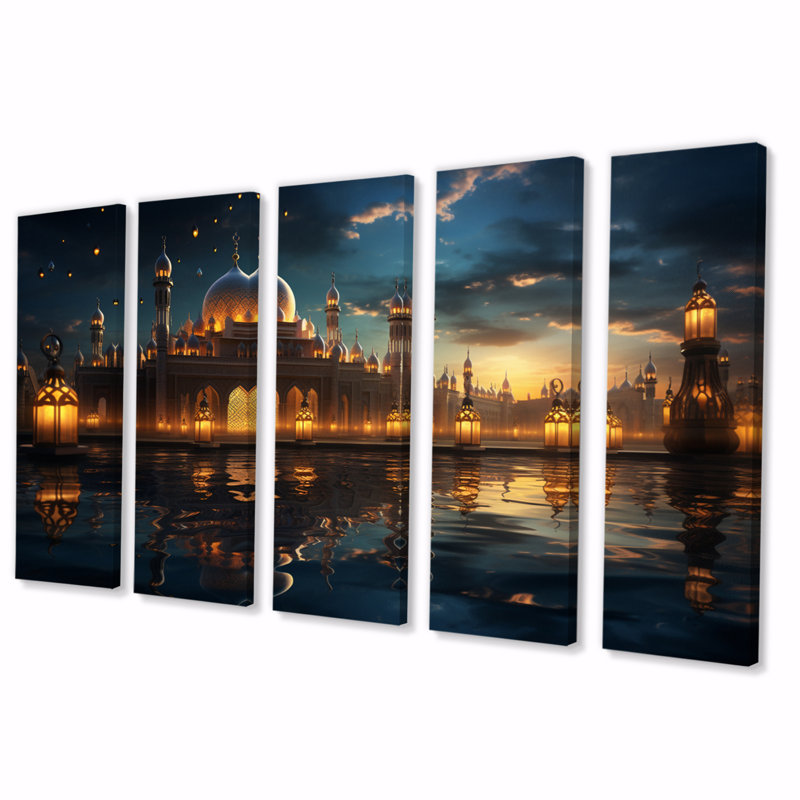 " Islam Art Ramadan Reflection " 5 Piece Art Mixed Media Print