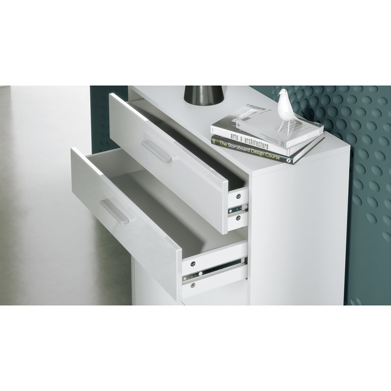 Mclawhorn 4 Drawer 76Cm W Chest Of Drawers, White/White High Gloss