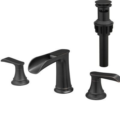 Robinet de salle de bain espacé de 8 pouces avec 3 trous, double poignée levier, bonde escamotable et tuyau flexible avec robinet en laiton massif