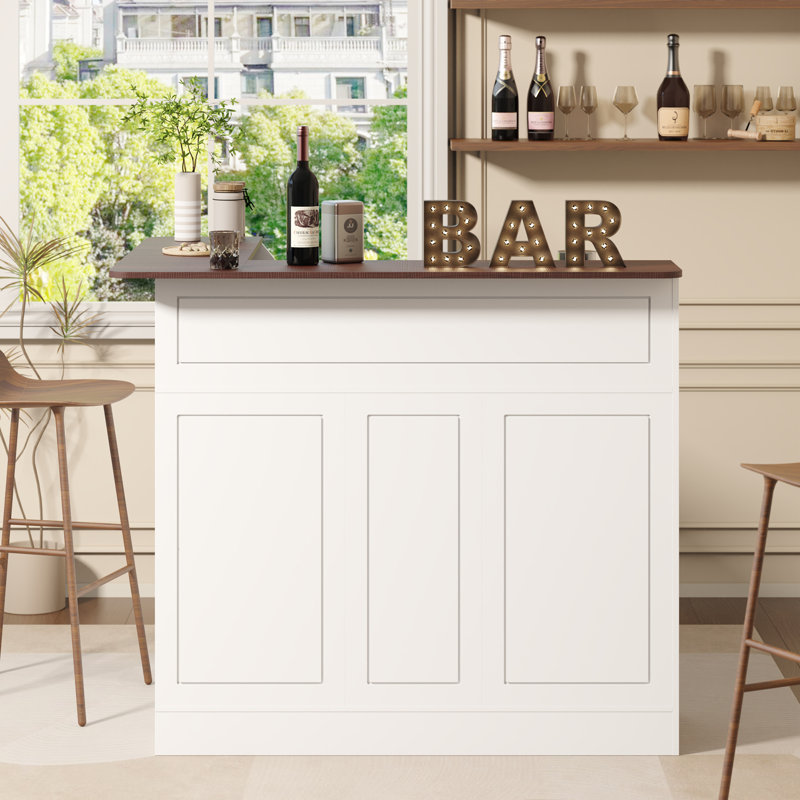 51.2 " L Bar Cabinet, Blanc