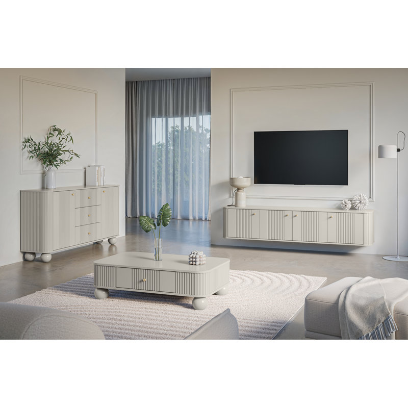 Dayzee Coffee Table with Storage, Cashmere/Gold Top/Cashmere Base