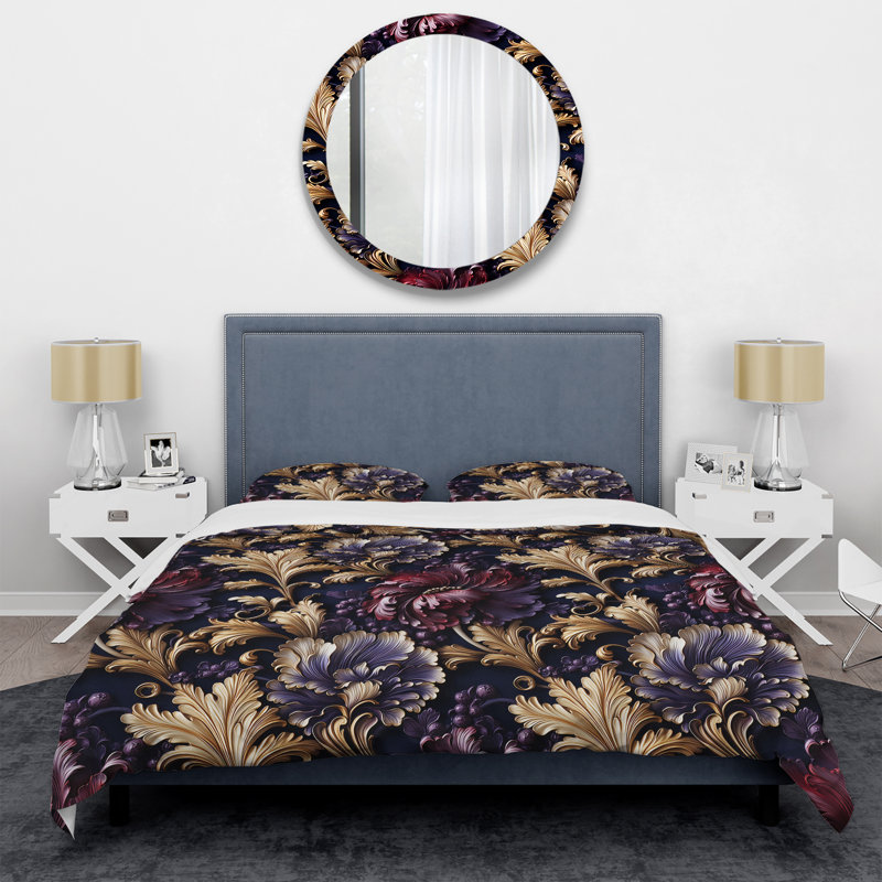 Ensemble de housse de couette floral Royal Royal and Gold Regal Opulence, Housse de couette pour très grand lit et 2 très
