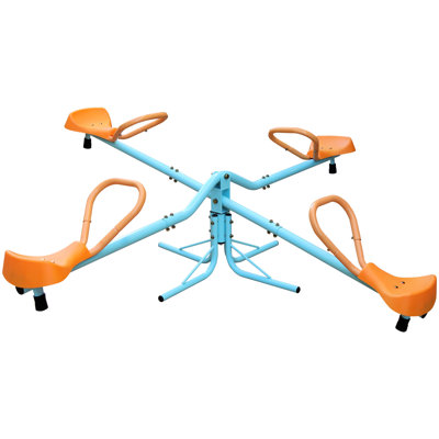 Balançoire pivotante à quatre places, équipement de jeu extérieur, multicolore, 76 x 46 x 18 cm, 17 kg, sécuritaire pour les petits (de 3 à 8 ans), 4 places, structure robuste, pour s'amuser dans le jardin.