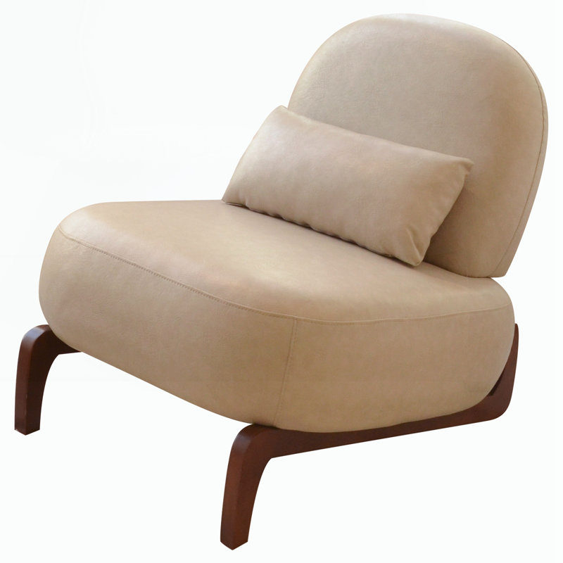 Chaise d'appoint avec pieds en bois massif, Crème