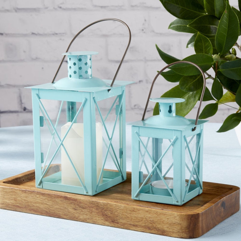 3.97638'' H Glass Tabletop Tealight Holder, Blue
